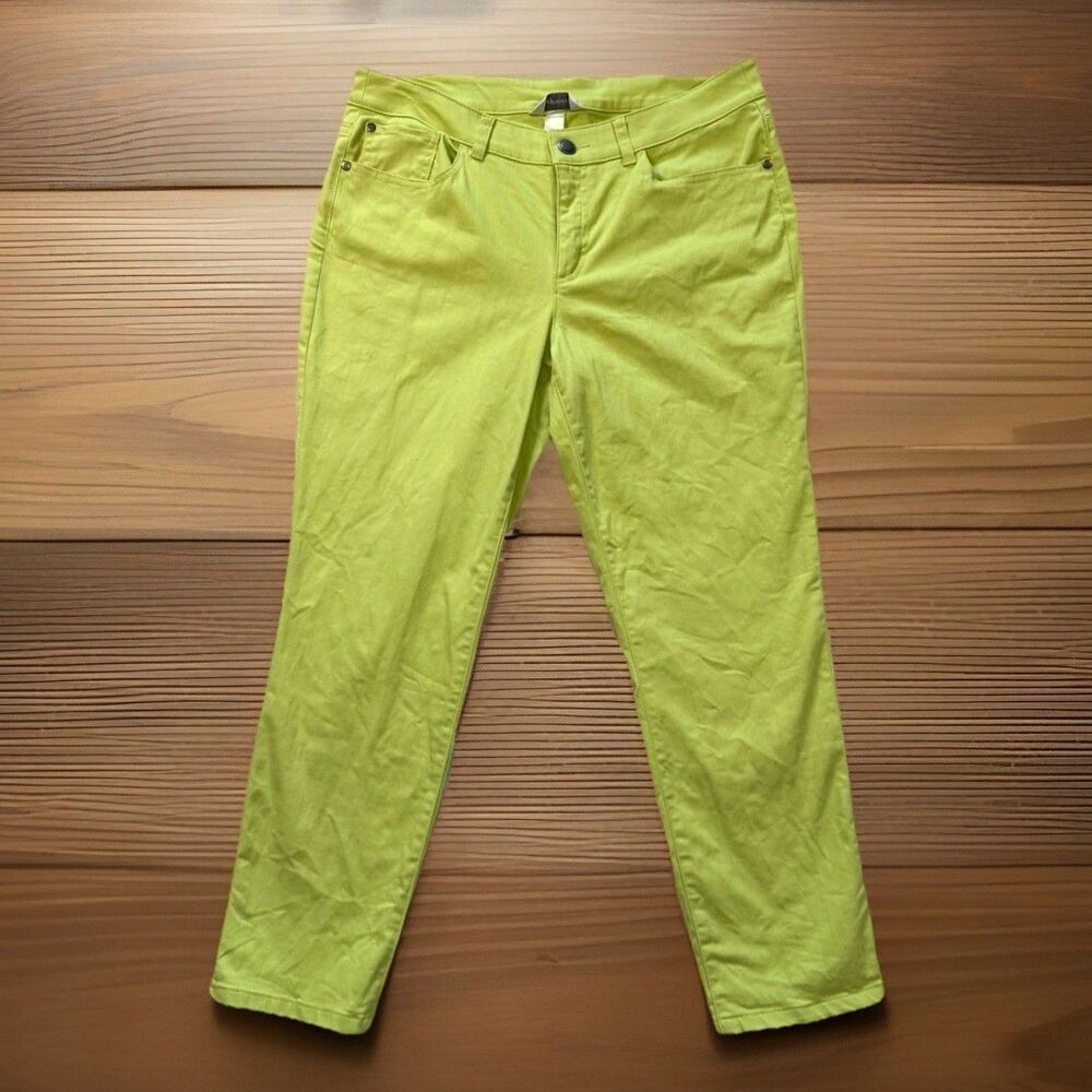 Christopher & Banks Size 10 Short Lime Green Yellow Stretch Ankle Jeans